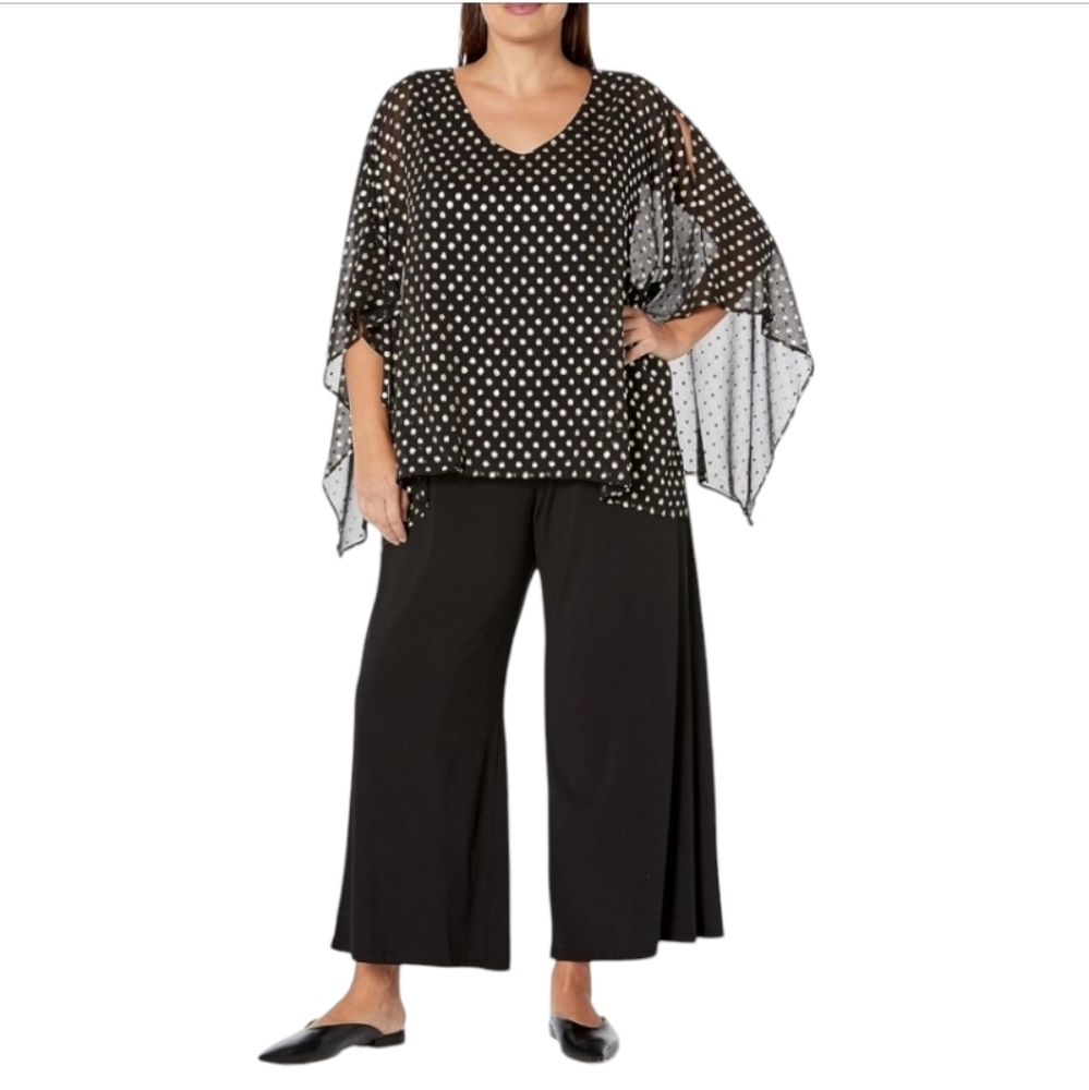 NWT Evans Gold Black Polka Dot Jumpsuit Eve Size 24